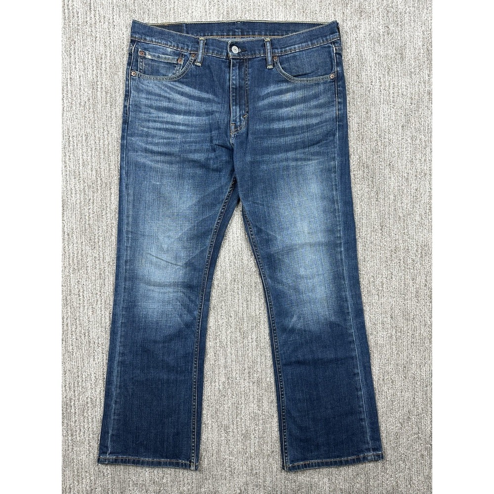 Levis 527 Jeans Mens 36x30 (fits 37x30) Blue Bootcut Mid Rise Dark Wash Whiskers